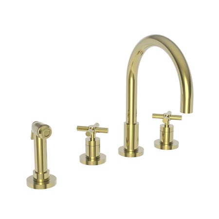 Newport Brass Kitchen Faucet With Side Spray in Polished Brass Uncoated (Living) 9911-03N